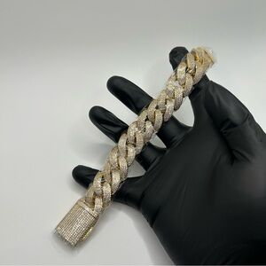 Moissanite Cuban Bracelet Miami 4 Row Iced Gold 20mm 8.5 Inch New VVS1 Brand New